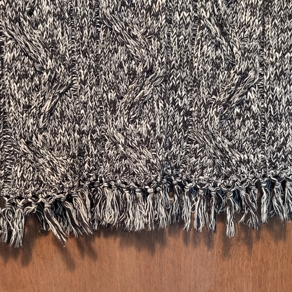 Boho Fringe Cowl Turtleneck 100% Cotton Short Sweater - Picture 7 of 10